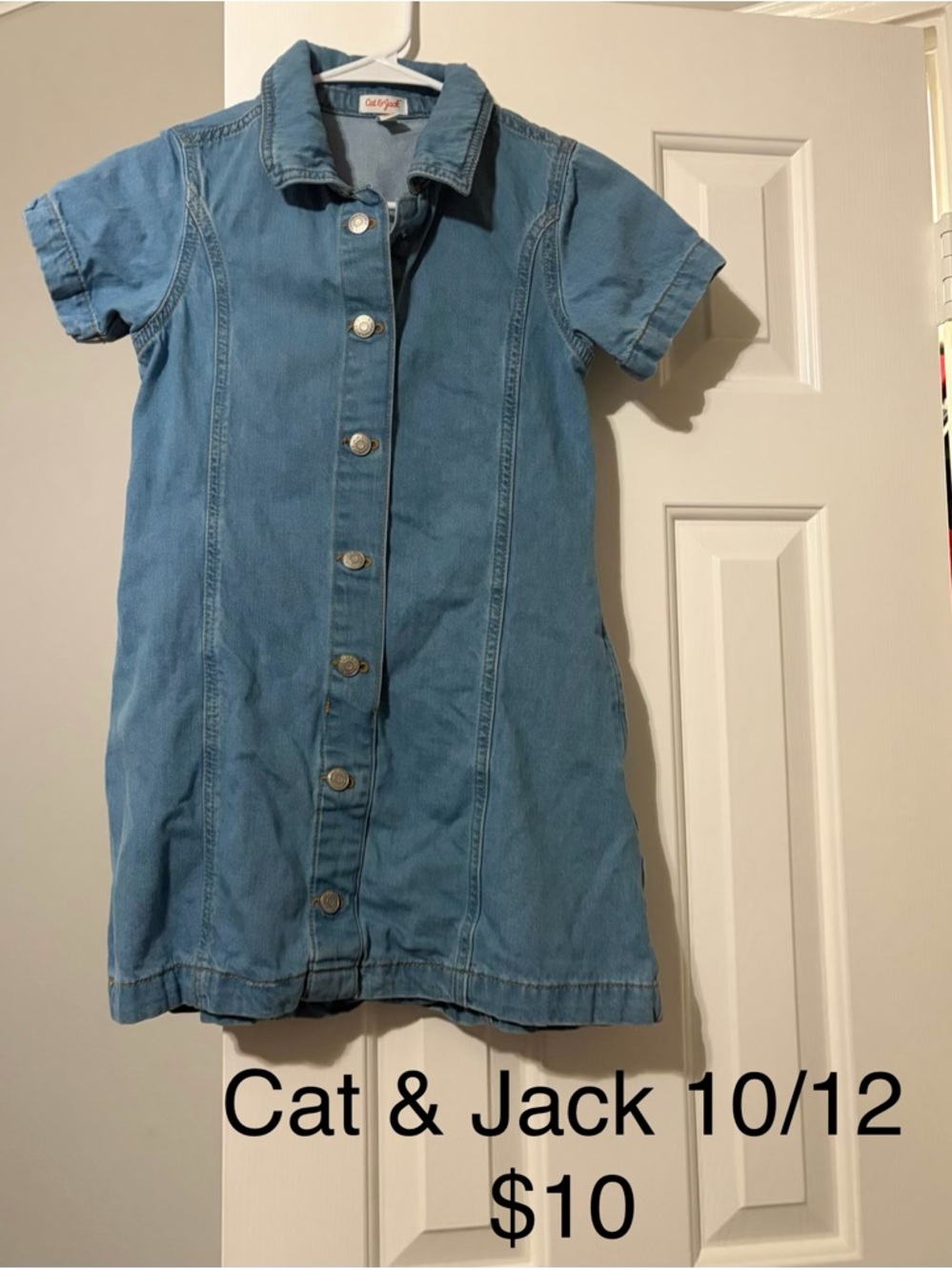Cat & Jack Blue Short-Sleeve Denim Button-Front Dress